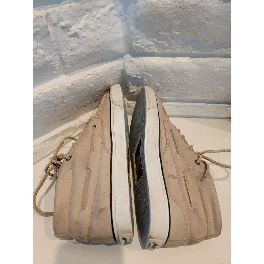 CONVERSE Jack Purcell Cream / Khaki Leather Mid top Boat Shoes Mens Size 8.5 wom